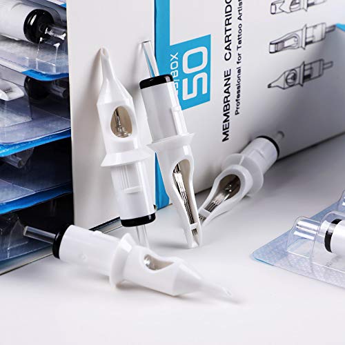 Solong Tatuaje Agujas (50 Piezas Mezcladas RL RS M1) Tatttoo Needle # 12 Cartuchos de Seguridad Profesionales Esterilizados Desechables Estándar EN02D-50KIT-B