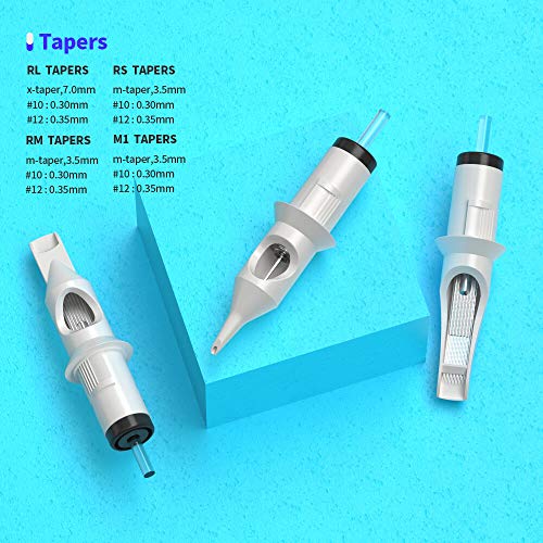 Solong Tatuaje Agujas (50 Piezas Mezcladas RL RS M1) Tatttoo Needle # 12 Cartuchos de Seguridad Profesionales Esterilizados Desechables Estándar EN02D-50KIT-B