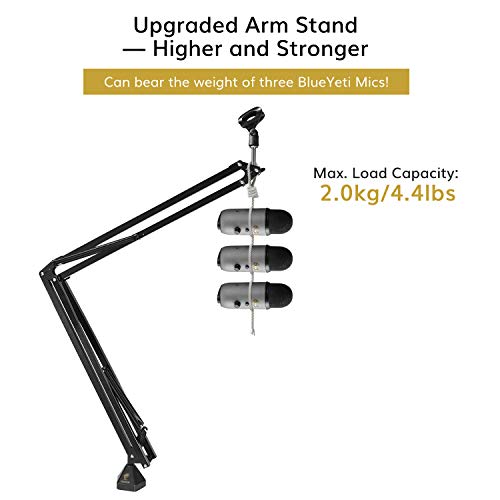 Soporte de Extensión de Micrófono, TONOR Brazo de Tijera de Suspensión con Pop Filtro, Adaptador 3/8" a 5/8", Clip de Micrófono, Abrazadera Extrafuerte actualidaza para Blue Yeti Snowball Ice (T30)