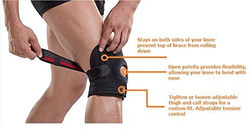Soporte de rodilla I Ajustable I Neopreno I Estabilizador I Alivio del dolor artrítico I Lesión deportiva I Rehabilitación y protección contra la lesión