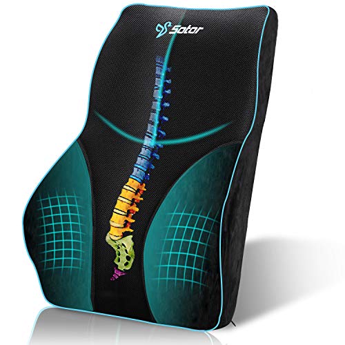 Sotor Cojín Lumbar, Cojín Lumbar Silla Oficina, Cojín Lumbar Coche Apoyo con Esponja Memoria para Silla Coche Oficina, Cojín Lumbar Silla Oficina Respaldo Alivio del Fatiga de Espalda - Negro