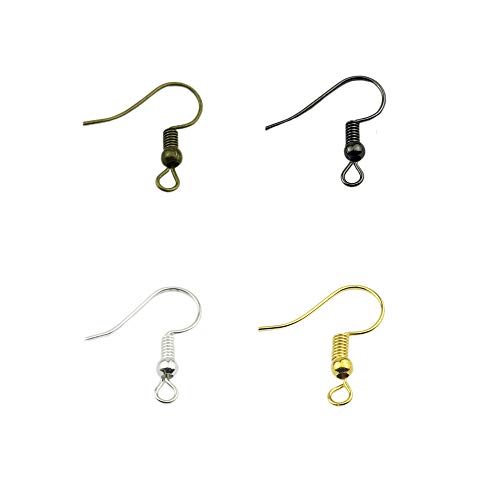 Stonges 800 ganchos de acero inoxidable para pendientes con bola y bobina de alambre hipoalergénico para orejas para hacer joyas de bricolaje (negro)