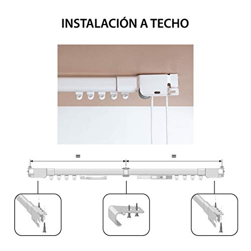 STORESDECO Rieles para Cortinas Extensibles. Riel Extensible metálico, en Color Blanco, con Ancho de hasta 390cm. Accionamiento a cordón. (70 a 120 cm)