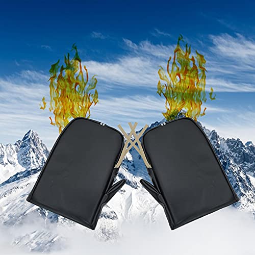 Stronrive Guantes De Moto, Manoplas De Moto Manillar, Cuero PU Gruesa Manillar Protector Impermeable Impermeable A Prueba De Viento Caliente Gran Boca