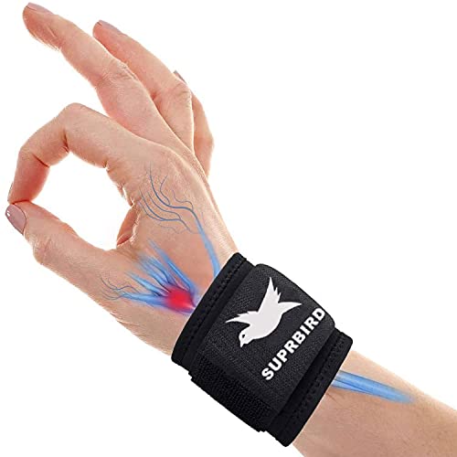 SUPRBIRD 2 Piezas Muñequeras Deportivas, Muñequeras Cross-fit Hombre y Mujer para Levantar de Pesas, Gym, Flexiones, Tendinitis, Protección de la Muñeca Antideslizante Negro, Ortesis de Mano