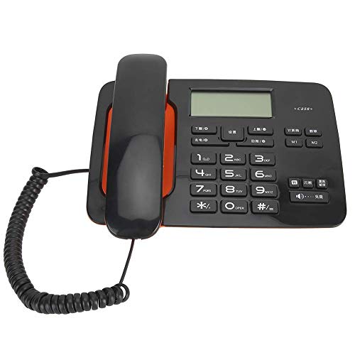 Sxrdz Teléfono fijo C256 LANDLINE HOME OFICINA TELÉFONO TELÉFONO TELÉFONO LED Identificación de la persona que llama Identificación de los hoteles del hotel Habitación de dormitorio con (Naranja negra