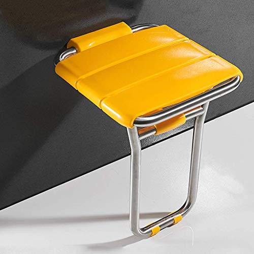 Taburete ducha amarillo taburete baño montaje en pared plegable | Silla ducha asiento ducha | Patas silla baño Badsitz personas mayores discapacitadas discapacitadas, estructura acero inoxidable