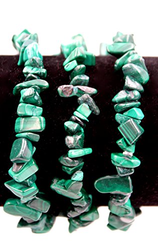 Taddart Minerals - Pulsera de piedra preciosa natural malaquita montada en hilo de nailon elástico - Hecha a mano.