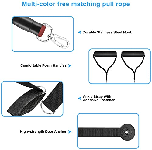 Telagoo Bandas Elasticas Musculacion Fitness, Set de Bandas de Resistencia con 5 Tubos de Látex, Gomas Elasticas Fitness para Yoga, Pilates, Estiramientos, Gimnasio en Casa, Glúteos Ejercicios (470)