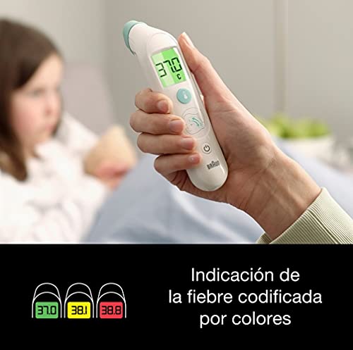 Termómetro de frente Braun TempleSwipe (pantalla de temperatura con código de colores, seguro, higiénico, rápido, clínicamente preciso, delicado, fácil de usar, para todas las edades) BST200