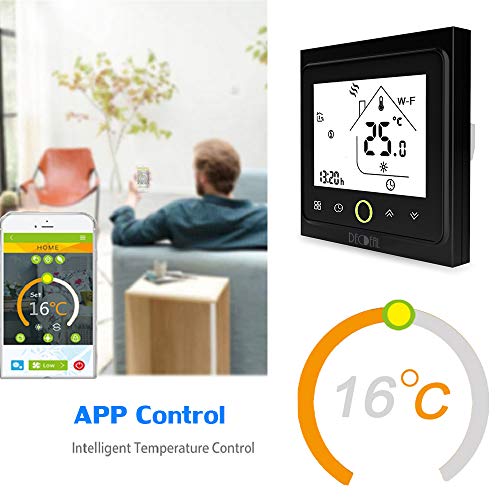 Termostato WiFi para caldera de Gas/Agua – Termostato Inteligente programable Función de Control de Voz Compatible con Alexa, Google Home Corriente de carga 5A