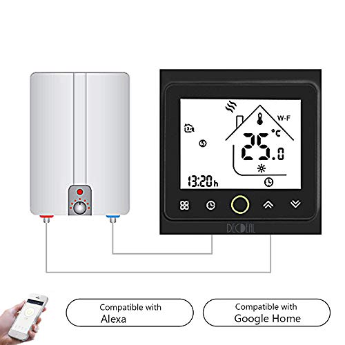 Termostato WiFi para caldera de Gas/Agua – Termostato Inteligente programable Función de Control de Voz Compatible con Alexa, Google Home Corriente de carga 5A