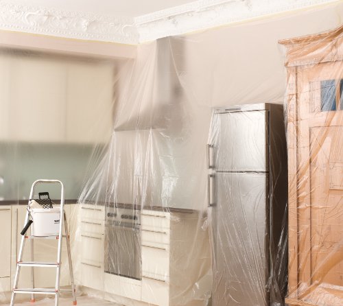 tesa Easy Cover Film PREMIUM , 2 en 1 Película Protectora y Cinta Adhesiva de Pintor para Enmascarar , Recargable, con Dispensador , 17 m x 260 cm