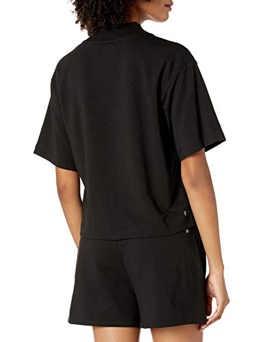 The Drop Adeline Camiseta Holgada de Manga Corta con Hombros Caídos y Cuello Perkins para Mujer, Negro, XXS