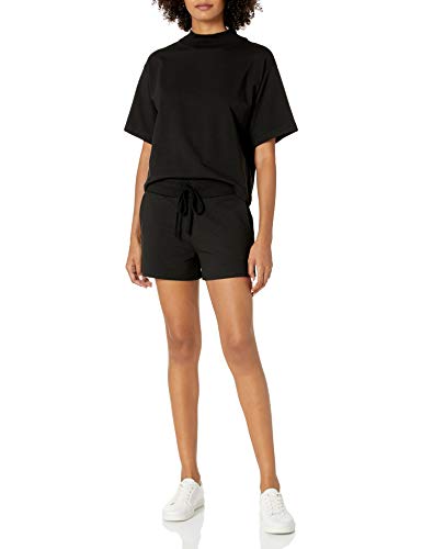 The Drop Adeline Camiseta Holgada de Manga Corta con Hombros Caídos y Cuello Perkins para Mujer, Negro, XXS