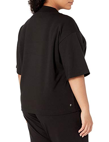 The Drop Adeline Camiseta Holgada de Manga Corta con Hombros Caídos y Cuello Perkins para Mujer, Negro, XXS