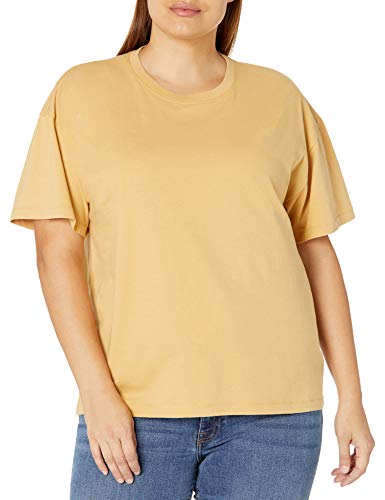 The Drop Camiseta para Mujer, Lydia, Holgada de Punto de Manga Corta con Hombros Caídos, Curry, XXS