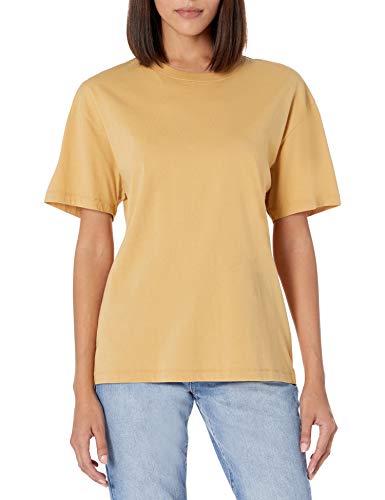 The Drop Camiseta para Mujer, Lydia, Holgada de Punto de Manga Corta con Hombros Caídos, Curry, XXS