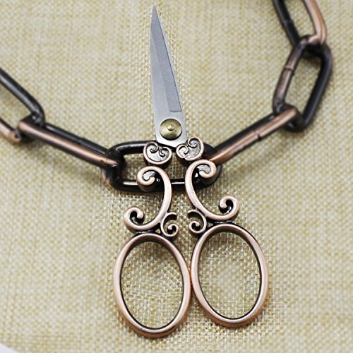 Tijeras vintage PsmGoods® de acero inoxidable para costura o punto de cruz, estilo bronce envejecido, marrón, Scissor 2R