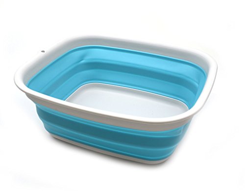 Tina plegable SAMMART 7.7L (2.03 galones) - Tina plegable para platos - Lavabo portátil - Tina de plástico de ahorro de espacio (Azul brillante)