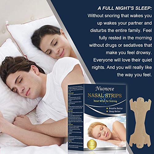 Tiras Nasales, Nasal Strips, Tiras Nasales Antironquidos, Antironquido, Tiras Nariz Respirar Mejor, Premium que evitan la apnea del sueño y la Congestión Nasal, 30 PCS