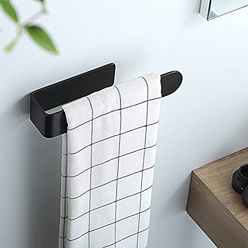 Toallero de Baño Adhesivo Sin Taladro ,Toallero Negro Mate,23cm Toallero de Baño Montaje Pared ,304 Acero Inoxidable,Adecuado para Cocina, Baño, Mueble de Lavabo(Autoadhesivo)