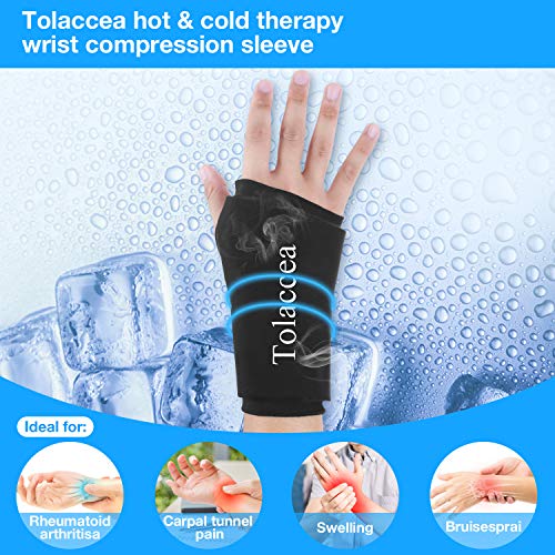 Tolaccea muñequera, soporte de muñeca con gel flexible para muñeca de compresión, terapia de frío y calor, alivio del dolor del túnel carpiano, artritis reumatoide, tendinitis, lesiones deportivas