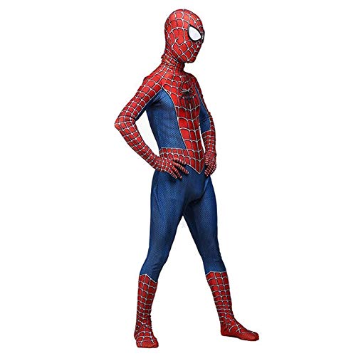 Traje de Cosplay del traje del hombre araña para los adultos de los niños, trajes de superhéroes Niño Niños Lycra Spandex del mono del estilo 3D de Halloween Carnaval Complementos Disfraz,120~130cm