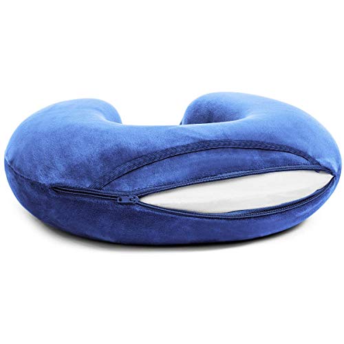Travelrest® - Almohada Terapéutica para Cuello y Viaje con Espuma Viscoelástica - Funda de Microfibra Lavable - Se Adapta al Equipaje - Se Amolda Perfectamente a su Cuello y Cabeza - 2 años de Garantí