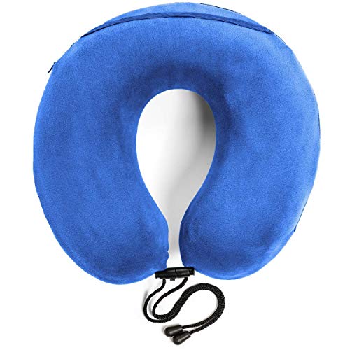 Travelrest® - Almohada Terapéutica para Cuello y Viaje con Espuma Viscoelástica - Funda de Microfibra Lavable - Se Adapta al Equipaje - Se Amolda Perfectamente a su Cuello y Cabeza - 2 años de Garantí
