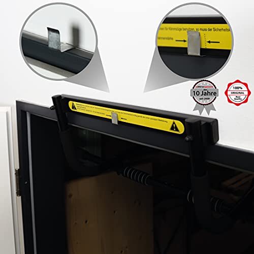 Ultrasport Barra de dominadas, barra fija para puerta, aparato multifunción para entrenar el tren superior en casa y en la oficina, pull up bar, flexiones, para diversos ejercicios, Negro
