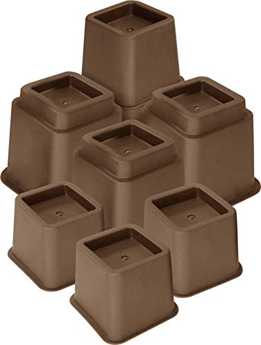 Utopia Bedding 8 Piezas Elevadores de Muebles Ajustables de Calidad (4 largas y 4 Cortas) - Ahorro de Espacio Elevadores de Muebles para la Cama, la Mesa, la Silla o el sofá - (7 a 20cm) (Marrón)