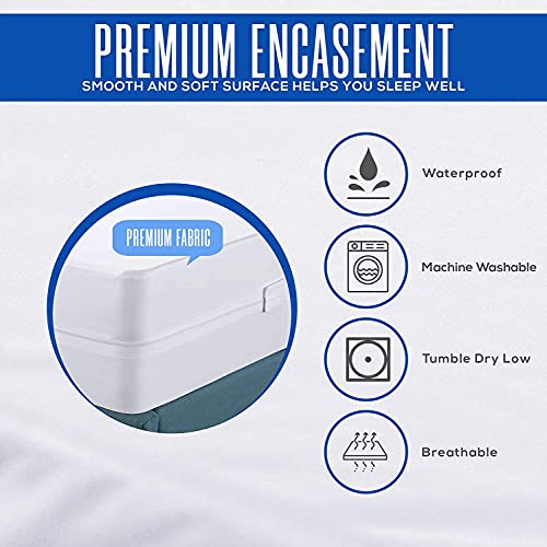 Utopia Bedding Impermeable Funda De Colchón 90 x 190 x 30 cm con Cremallera, Protector De Colchón a Prueba De Chinches Y Ácaros