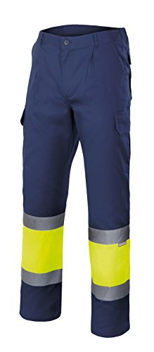 Velilla 157/C60/TXL Pantalón de Alta Visibilidad, Azul Marino y Amarillo Fluorescente, XL