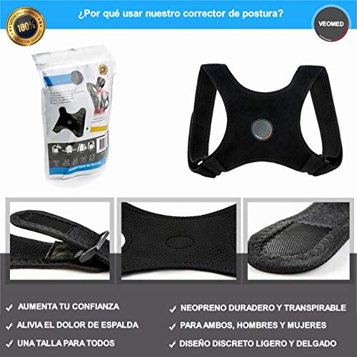 Veomed® Corrector de Postura Espalda Professional (M/L) Aliviar Dolor y Mejorar Postura Hombro y Cuello