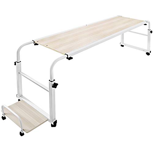 VEVOR Mesa de Cama para Computadora Portátil 1 m, Soporte de Computadora sobre La Cama 1 m, Capacidad de Carga de 50 kg, Mesa de Cama para Computadora Portátil con Ruedas, con Tubos de Acero MDF +