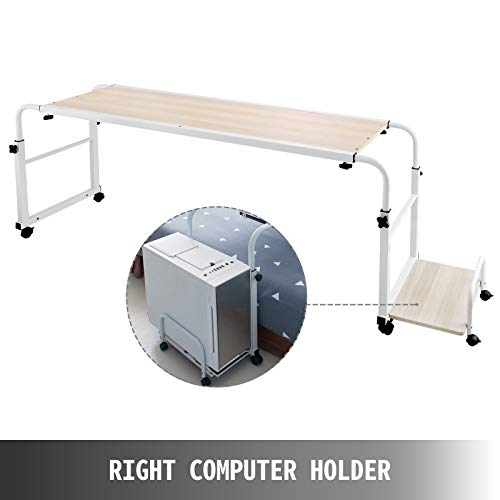 VEVOR Mesa de Cama para Computadora Portátil 1 m, Soporte de Computadora sobre La Cama 1 m, Capacidad de Carga de 50 kg, Mesa de Cama para Computadora Portátil con Ruedas, con Tubos de Acero MDF +