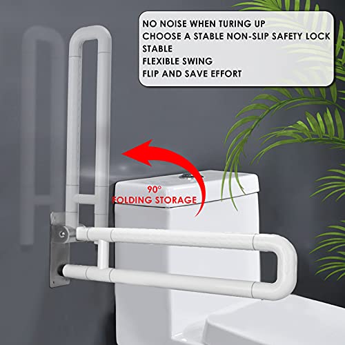 Vogvigo Asa De Seguridad para Baño De 60 Cm Barra De Agarre para Discapacitados De Acero Inoxidable Antideslizantes Resistentes De 300-350 Kg Mango De Soporte De Baño De Seguridad Plegable, Blanco