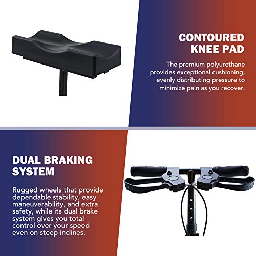 VONOYA Andadores con Ruedas de Doble Frenos Andador de Rodilla Alternativa a las Muletas Medical Knee Walker Scooter Ajustable con Capaciad 135KG para Discapacitados (azul)