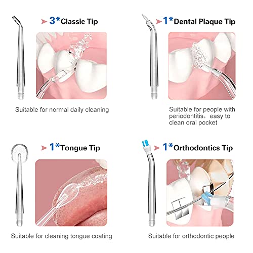 Water Flosser Irrigador dental inalámbrico portátil 3 modos 6 puntas de chorro con 220 ml Tanque de agua extraíble Irrigador oral eléctrico Limpiador dental Cuidado bucal Agua en aerosol Hilo dental