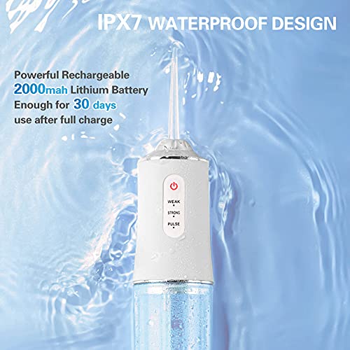 Water Flosser Irrigador dental inalámbrico portátil 3 modos 6 puntas de chorro con 220 ml Tanque de agua extraíble Irrigador oral eléctrico Limpiador dental Cuidado bucal Agua en aerosol Hilo dental