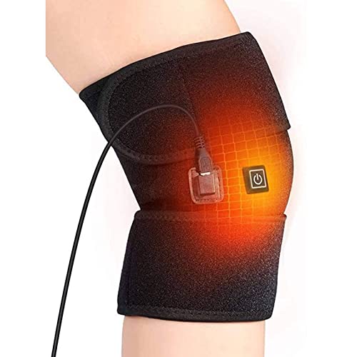 Way bocke Rodillera con Calefacción para Hombres Y Mujeres, Soporte para Envolver, Almohadilla para La Rodilla con Calefacción Recargable por USB Rodillera para Terapia con Calor, Color Negro
