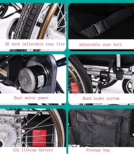 WBJLG Silla de Ruedas eléctrica Plegable para Personas Mayores Coche para discapacitados Ancianos Vehículo Inteligente de 4 Ruedas con Controlador basculante de 360 ​​° Scooter portátil automático