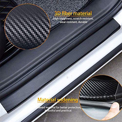 Wlkjhty 4 Piezas Fibra de Carbono Umbral de Pedal de Fibra para Peugeot 208, Decoración para Estribos de Coche, Rasguño Resistente a Los Arañazos Etiqueta de Protección