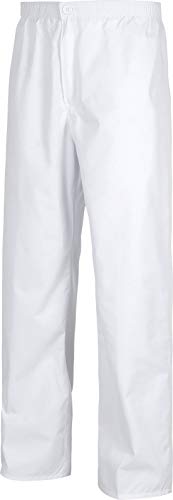 Workteam Uniforme o Conjunto Sanitario, NO Transparente, elástico en la Cintura, botón y Cremallera, Casaca y Pantalón Unisex Blanco S