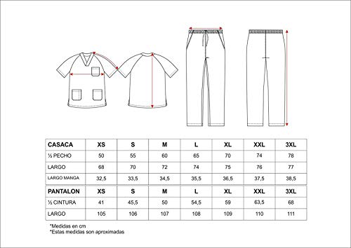 Workteam Uniforme o Conjunto Sanitario, NO Transparente, elástico en la Cintura, botón y Cremallera, Casaca y Pantalón Unisex Blanco S