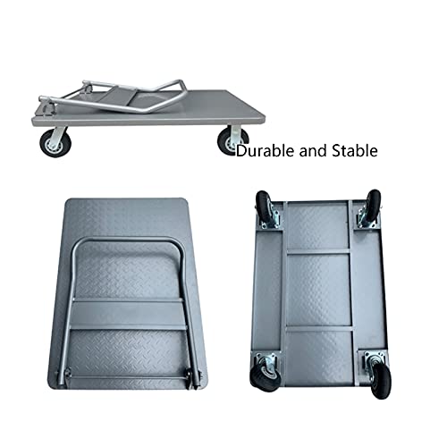 XIANGE100-SHOP Carretillas Camión de Acero portátil Plana de la Plataforma de Acero con asa Plegable y Ruedas giratorias para extraer Productos de Carga Pesada de Equipaje (Size : 4in-220lb)