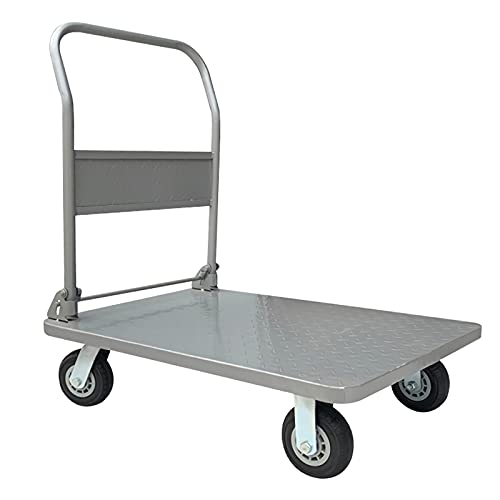 XIANGE100-SHOP Carretillas Camión de Acero portátil Plana de la Plataforma de Acero con asa Plegable y Ruedas giratorias para extraer Productos de Carga Pesada de Equipaje (Size : 4in-220lb)