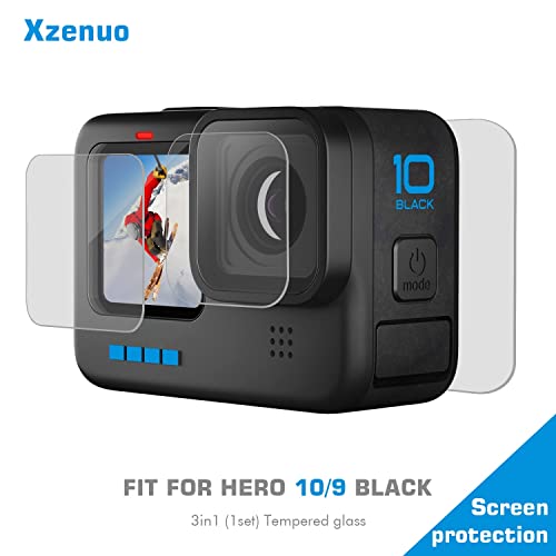 Xzenuo Funda de Silicona para cámara Compatible con GoPro Hero 10, Funda Protectora y Estuche de Almacenamiento y Protector de Pantalla y Tapa del Compartimento de la batería para Accesorios Hero 9