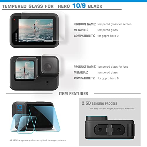 Xzenuo Funda de Silicona para cámara Compatible con GoPro Hero 10, Funda Protectora y Estuche de Almacenamiento y Protector de Pantalla y Tapa del Compartimento de la batería para Accesorios Hero 9
